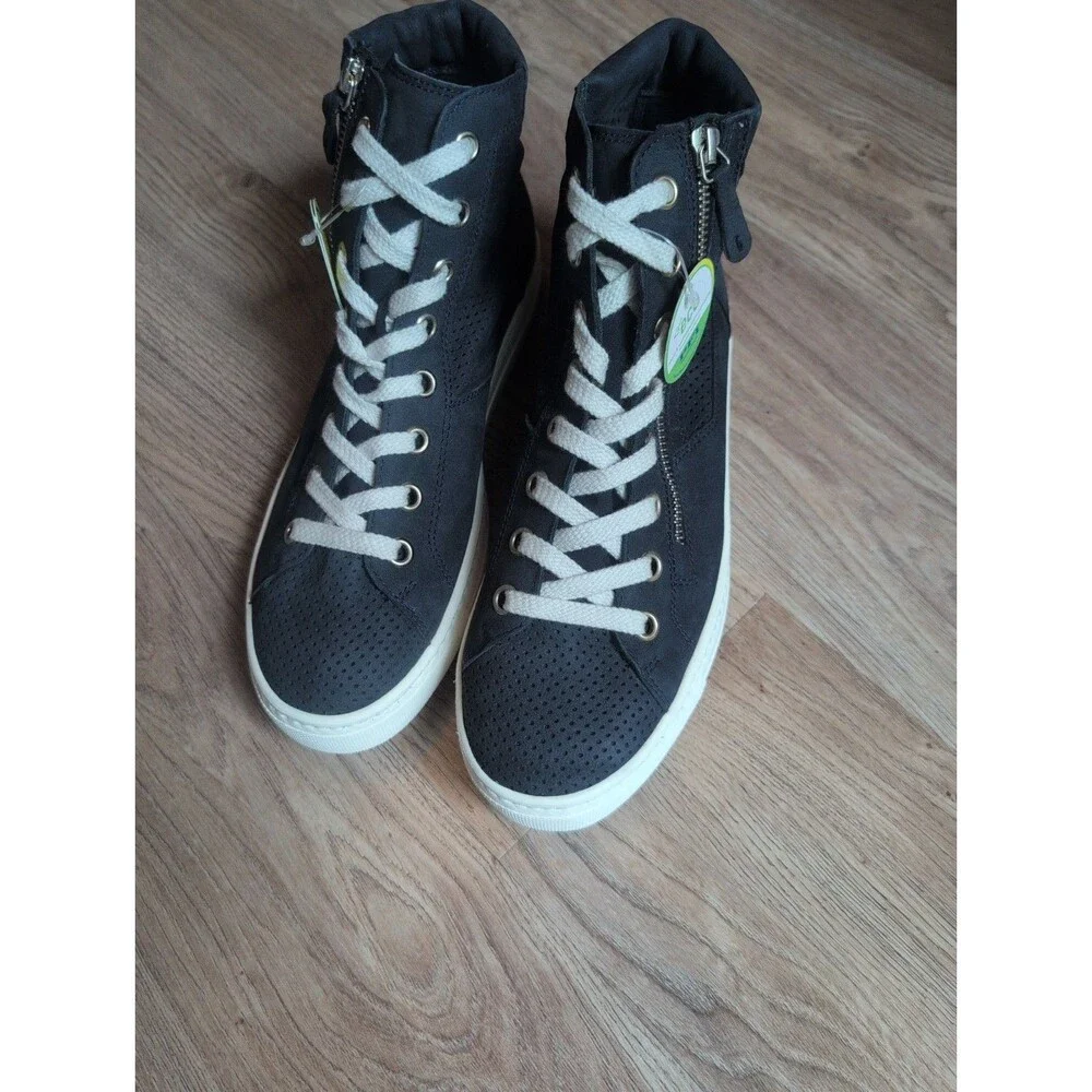 Paul Green Mac High Top Navy Suede Sneakers Womens 7 Lightweight Comfort
